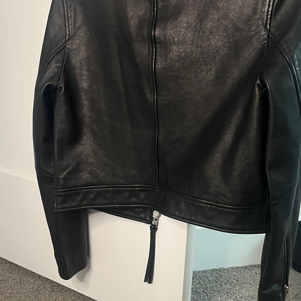 All Saints Leather Jacket with Fur Collar - Picture 8 of 11